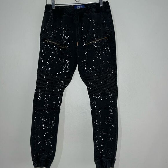 Demolition Mens Paint Splatter Heavy Jogger Pants Trousers Cotton Medium - Picture 1 of 8